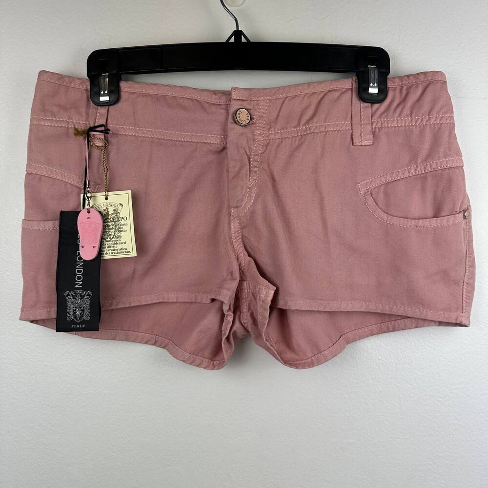 NWT Yes London Jeans Womens Italian 100% Cotton Blush Pink Denim Short Shorts 44